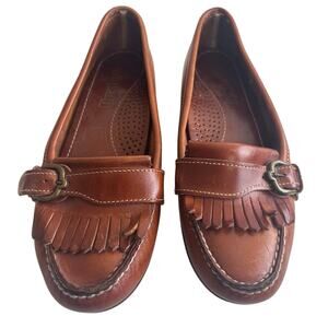 Vintage 90s Dexter Leather Kiltie Loafers Brown 8.5M USA Made Preppy